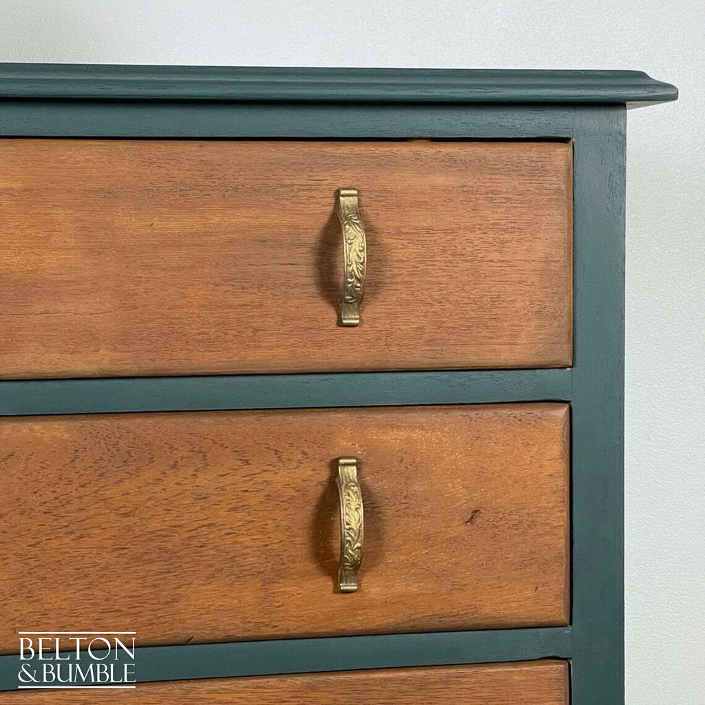 Three Drawer Chest of Drawers in Green and Oak-Belton & Bumble