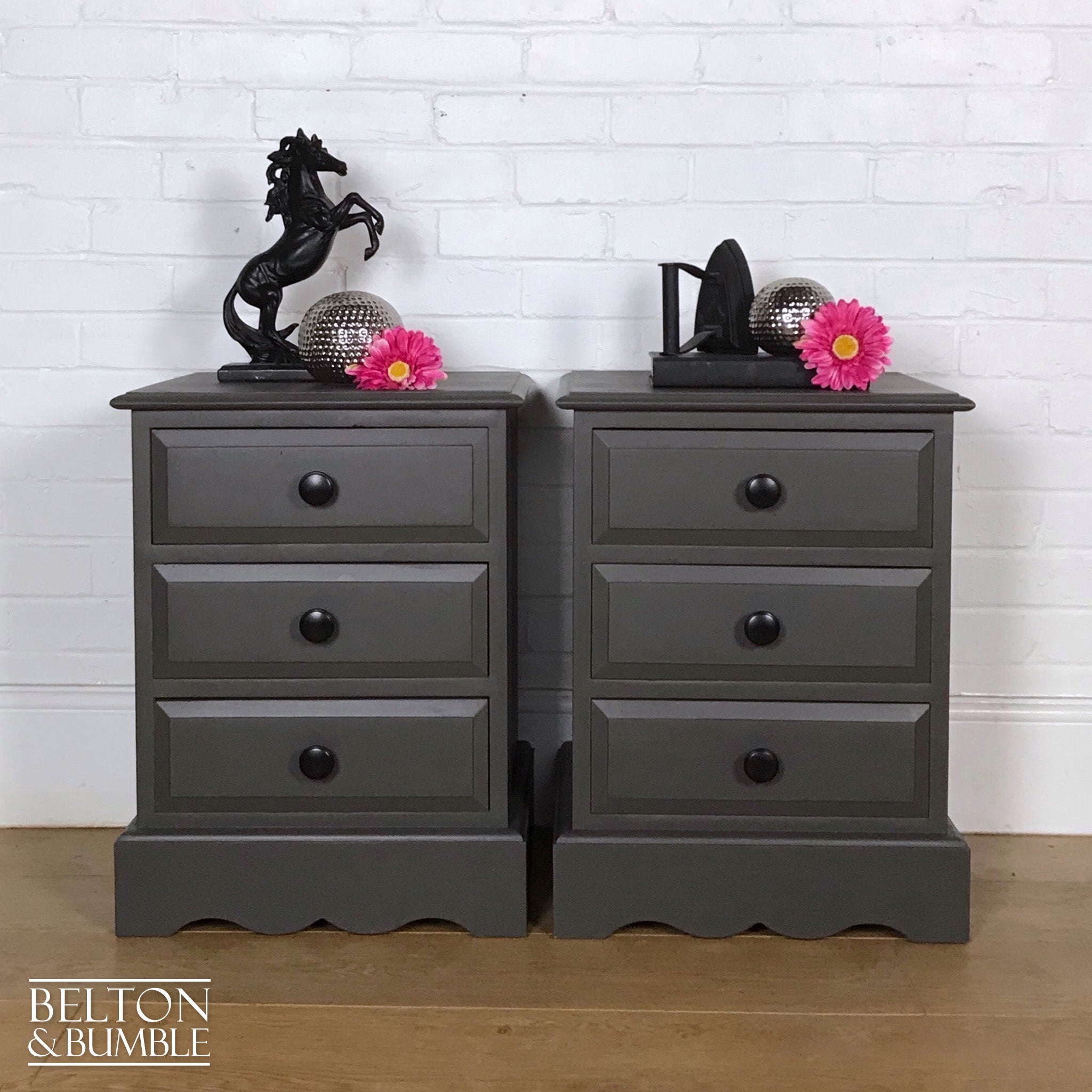 Dark Grey Bedside Drawers Set-Belton & Bumble