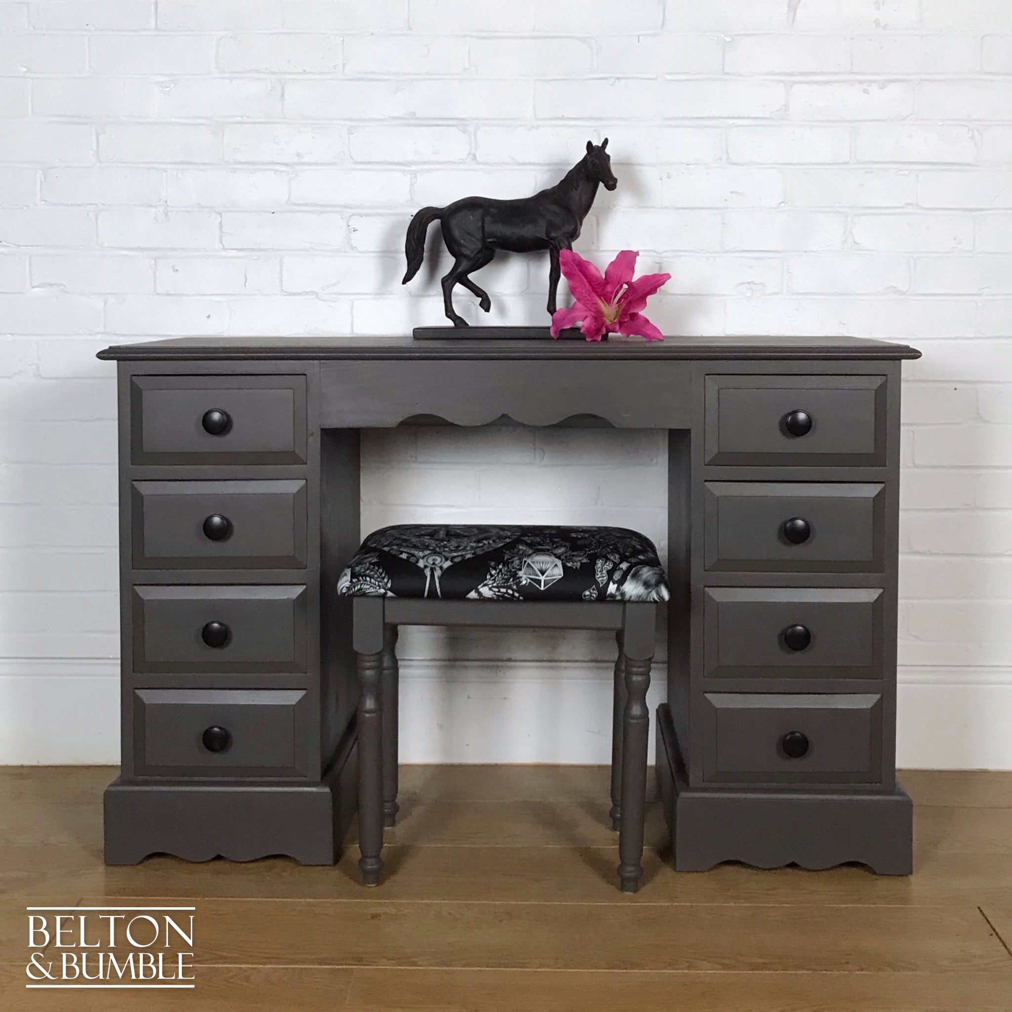 Dark Grey Dressing Table and Stool-Belton & Bumble