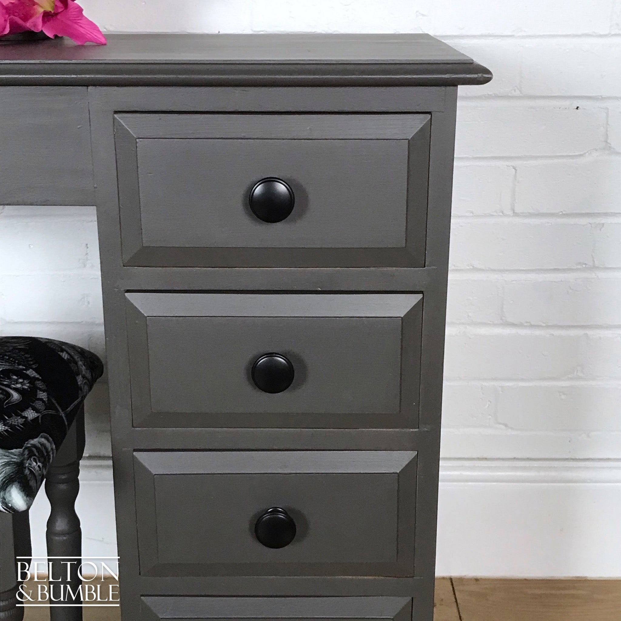 Dark Grey Dressing Table and Stool-Belton & Bumble