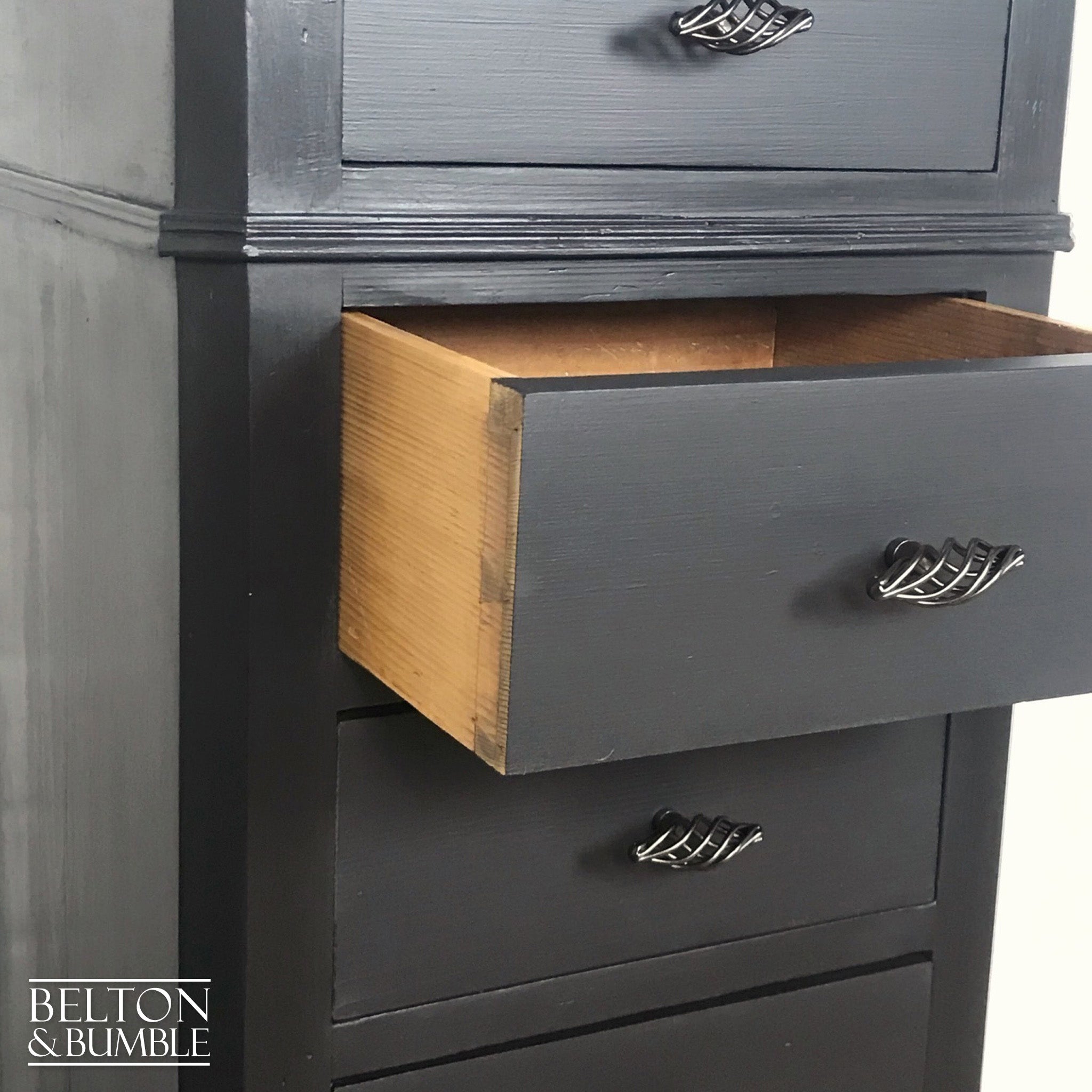 Dark Grey and Black Tall Chest of Drawers-Belton & Bumble
