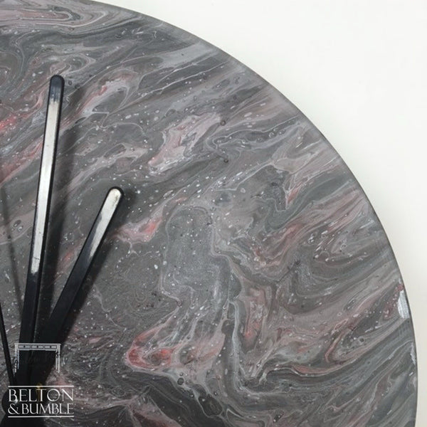 Grey & Pink Vinyl Record Clock —edge profile showing close up paint