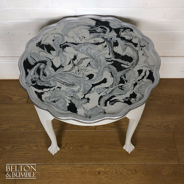 Grey Silver Pie Crust Side Table – Top surface detail showing smooth, satin finish and edge profile