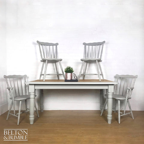 Solid Pine Light Grey Dining Table and Four Chair Set-Belton & Butler