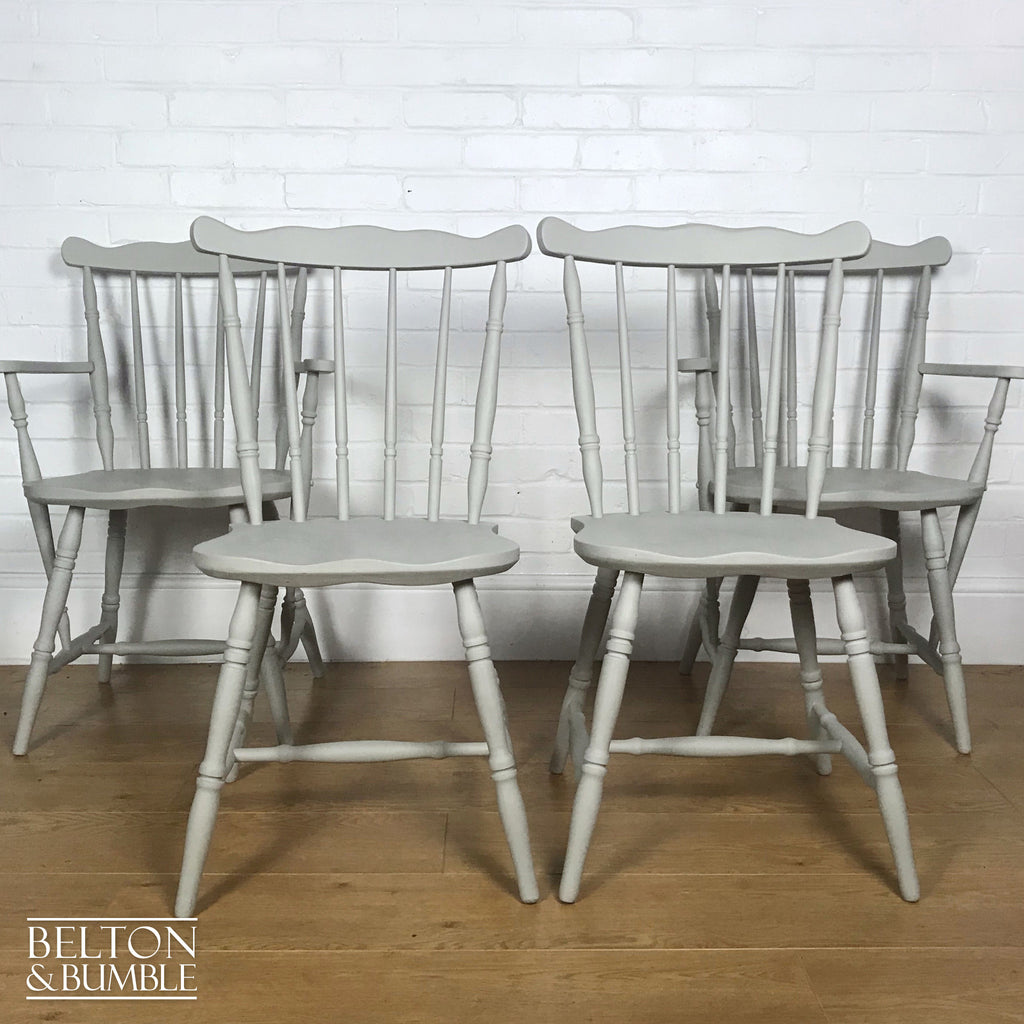 Solid Pine Light Grey Dining Table and Four Chair Set-Belton & Bumble