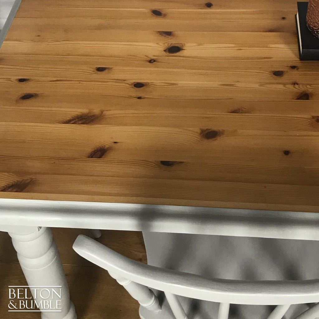 Solid Pine Light Grey Dining Table and Four Chair Set-Belton & Bumble