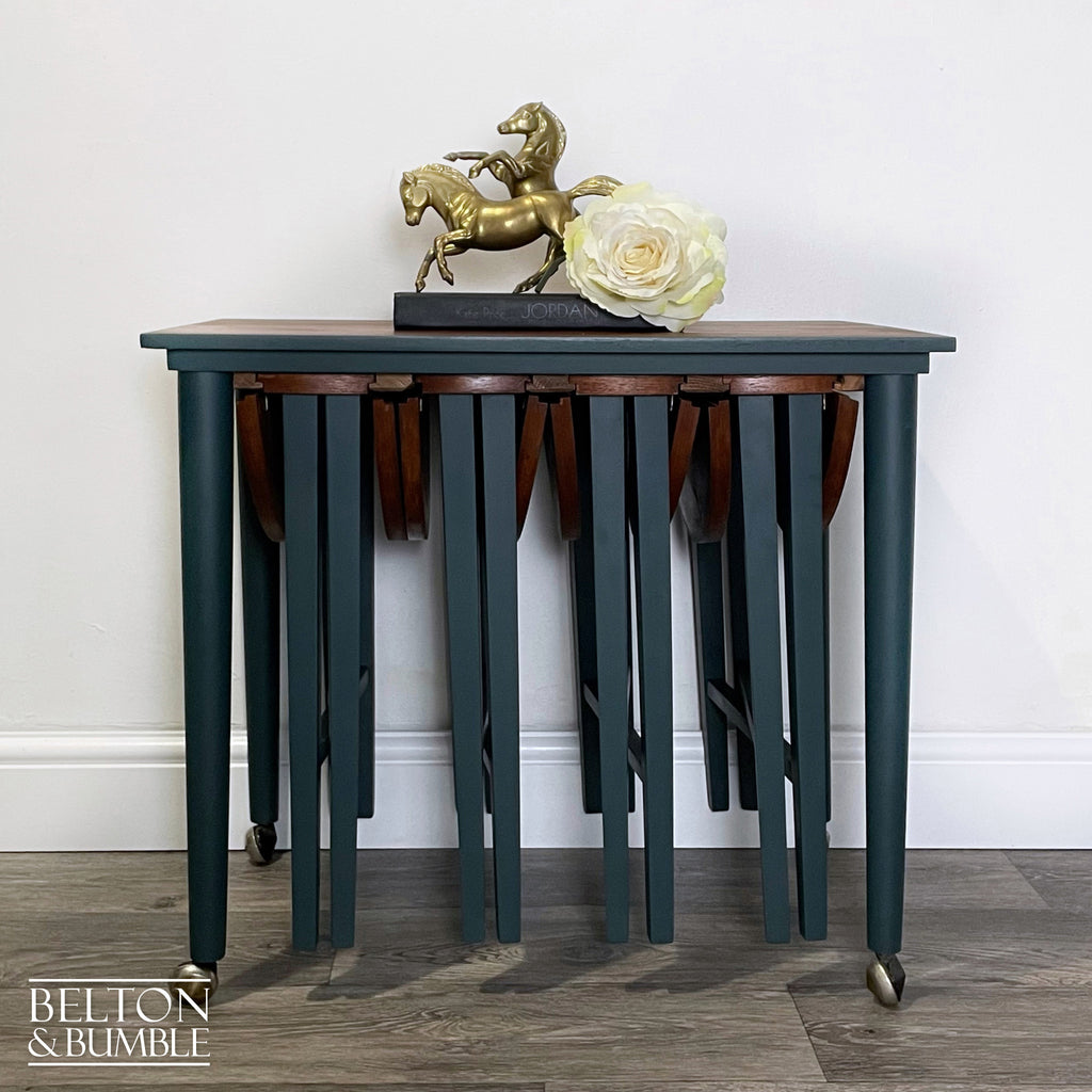 Hanging Nest of Tables in Dark Green and Teak-Belton & Bumble