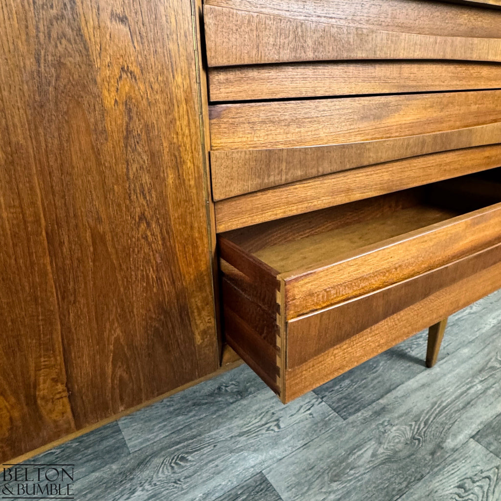 Harris Lebus Vintage English Teak Sideboard - Open drawer showing clean interior and dover tail joints