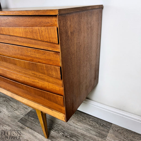 Harris Lebus Vintage English Teak Sideboard - Side profile highlighting depth, leg shape and silhouette