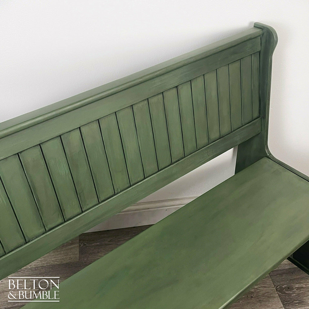 Vintage Pine Lift Lid Storage Bench Pew in Dark Olive Green-Belton & Bumble