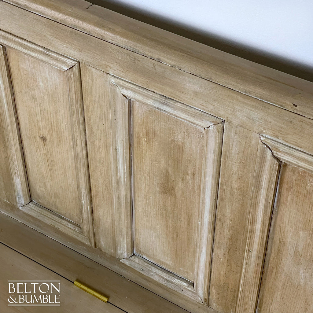 Vintage Pine Lift Lid Storage Bench Pew with a White Wash Weathered Finish-Belton & Bumble