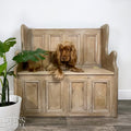 Vintage Pine Lift Lid Storage Bench Pew with a White Wash Weathered Finish-Belton & Bumble