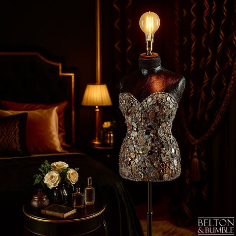 Black Jewellery Mannequin Floor Lamp with Stainless Steel Stand-Belton & Butler