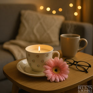 Soy Wax Vintage Teacup and Saucer Candle with “Vanilla” Scent