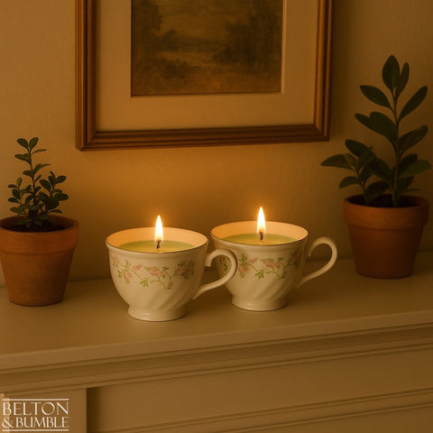 Soy Wax Vintage Teacup “Green Apple” Candle