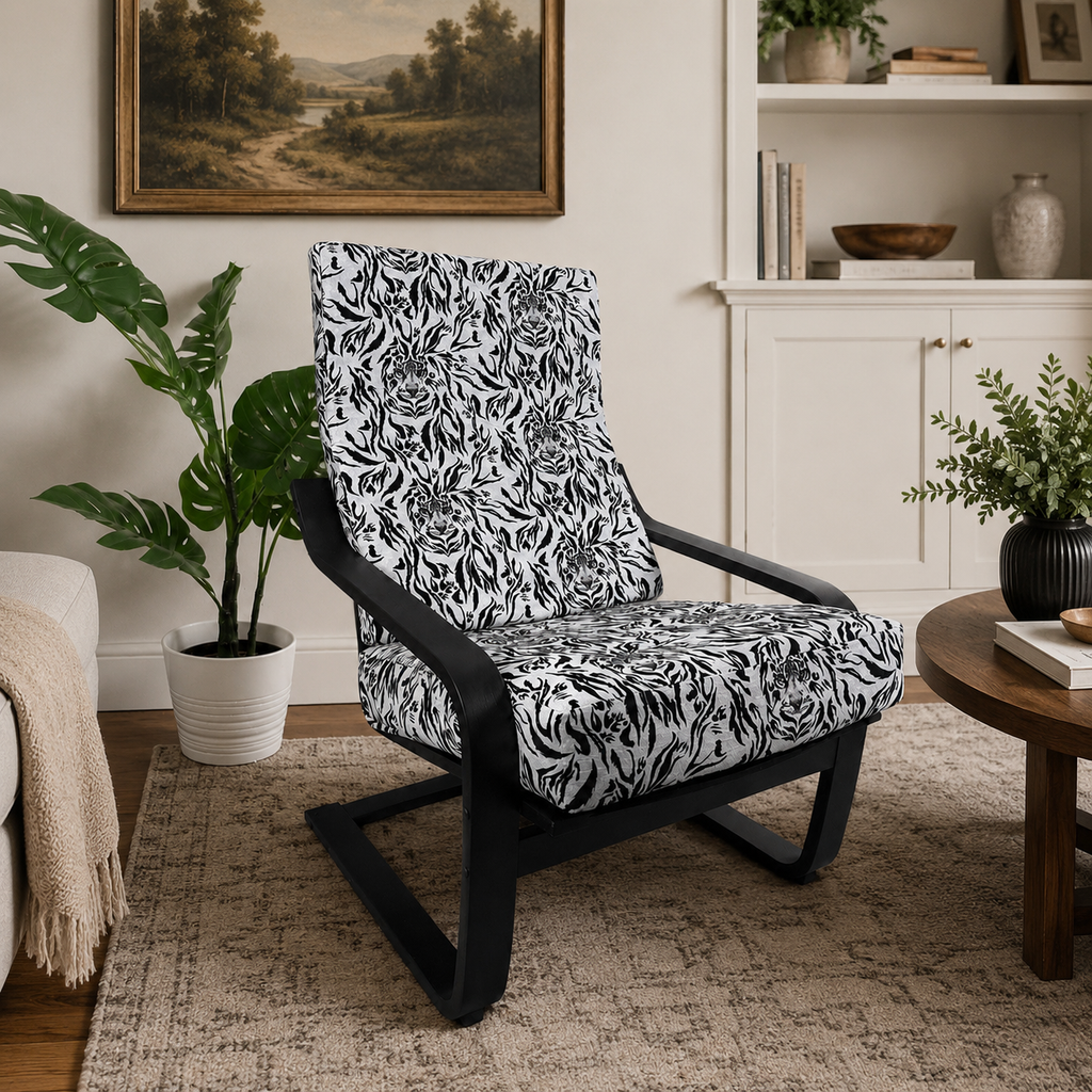 Monochrome Rocker Chair with Tiger Print