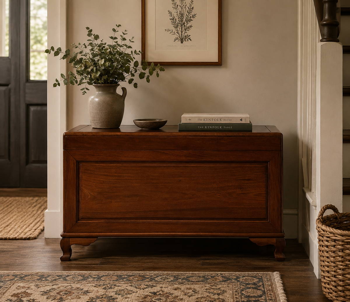 Mahogany Blanket Box Storage Chest with Lift-Up Lid