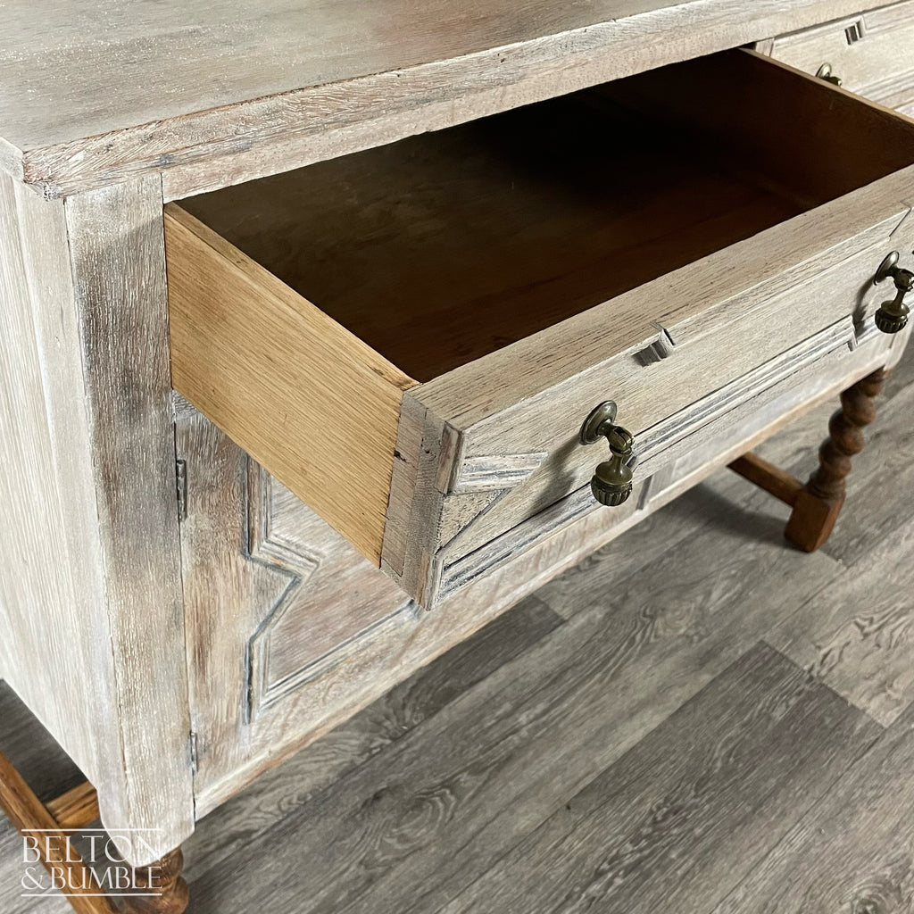Rustic Jacobean Oak Sideboard with Barley Twist Legs-Belton & Bumble