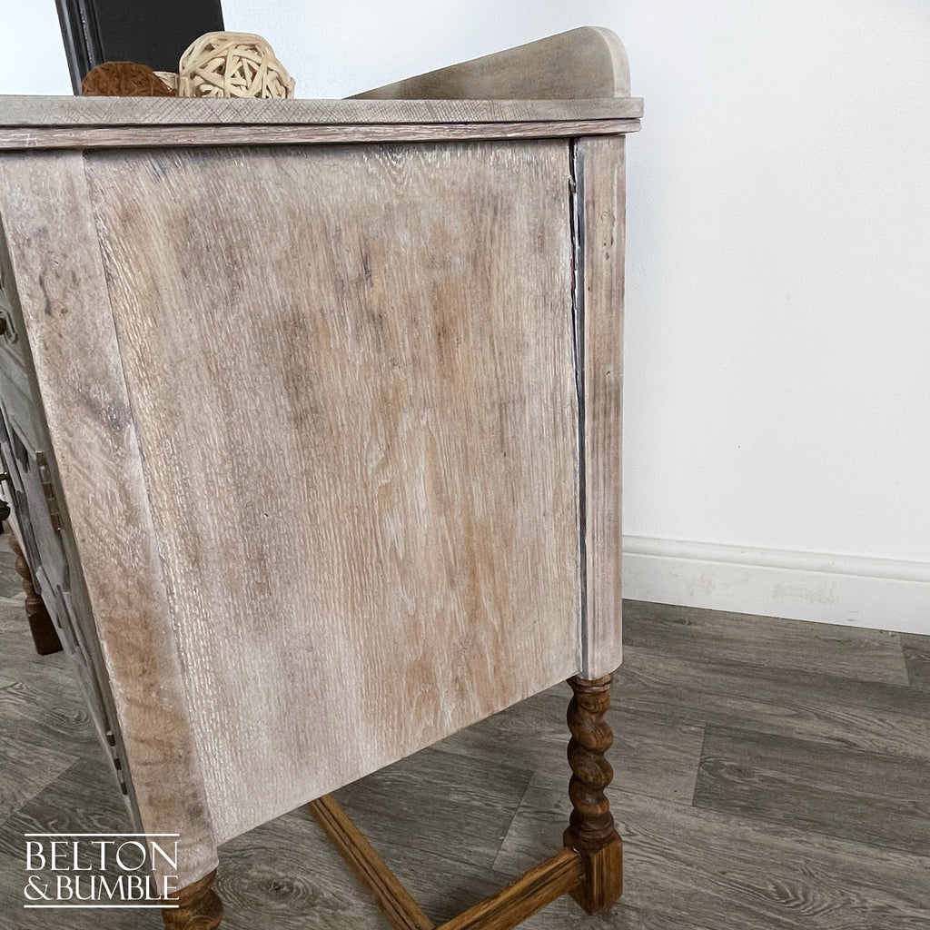 Rustic Jacobean Oak Sideboard with Barley Twist Legs-Belton & Bumble