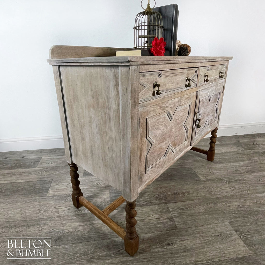 Rustic Jacobean Oak Sideboard with Barley Twist Legs-Belton & Bumble