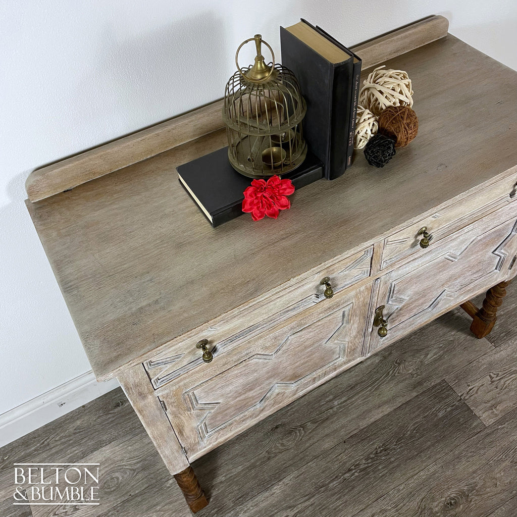 Rustic Jacobean Oak Sideboard with Barley Twist Legs-Belton & Bumble