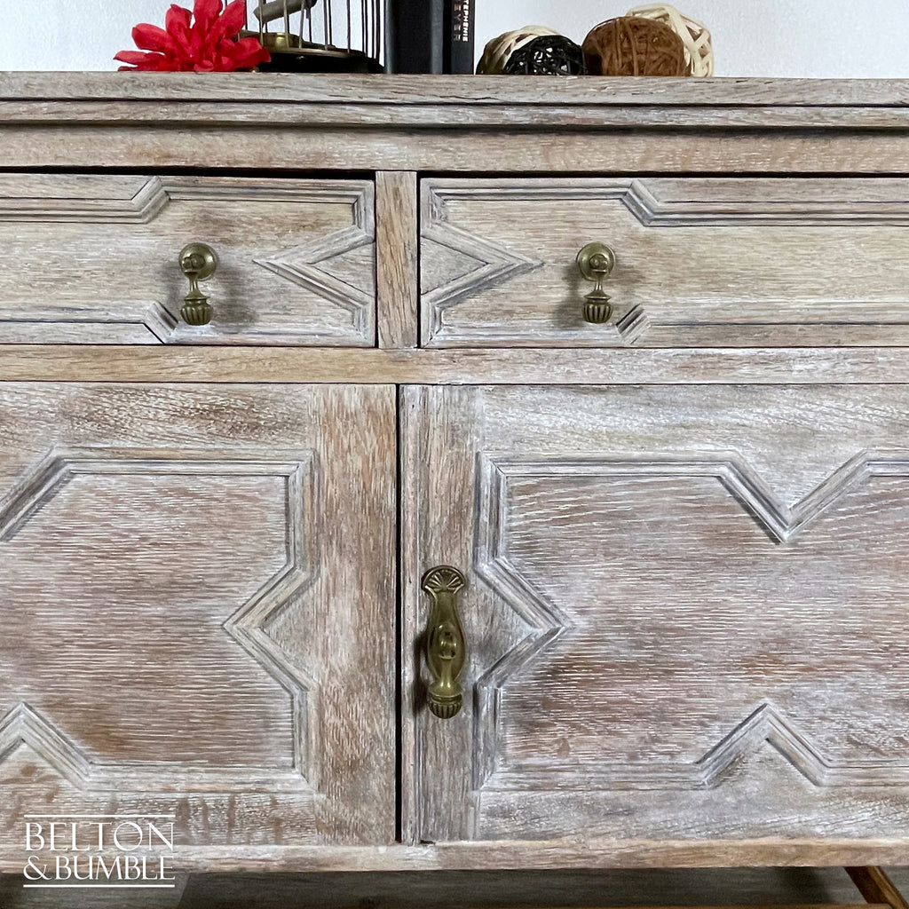 Rustic Jacobean Oak Sideboard with Barley Twist Legs-Belton & Bumble