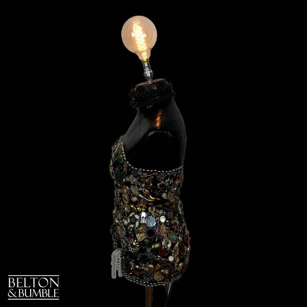 Black Jewellery Mannequin Floor Lamp with Stainless Steel Stand-Belton & Butler