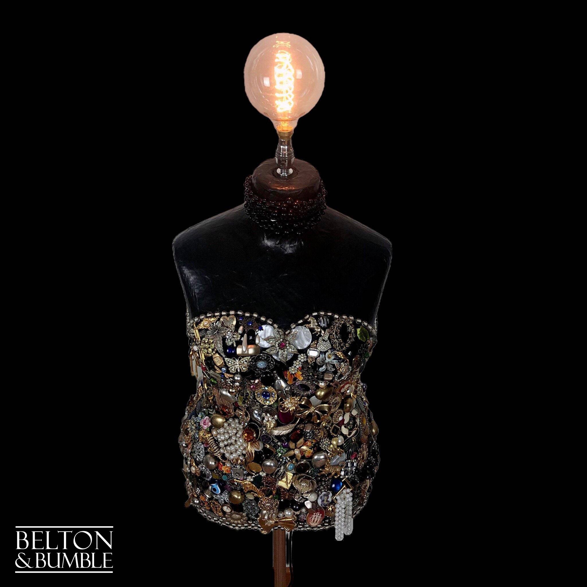 Black Jewellery Mannequin Floor Lamp with Stainless Steel Stand-Belton & Bumble
