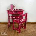 Vintage Lift Lid Child’s Writing Desk and Chair in Poppy Red-Belton & Bumble