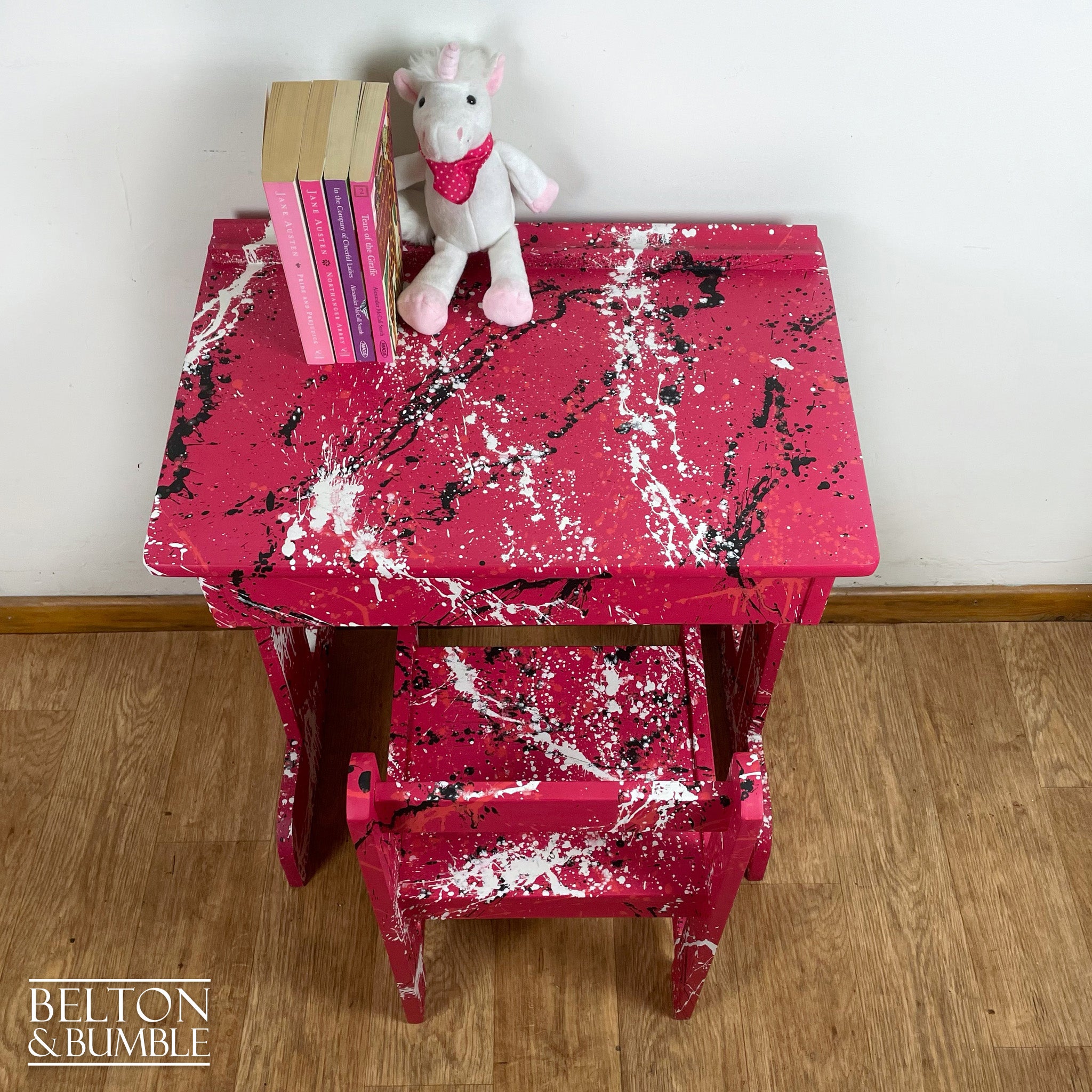 Vintage Lift Lid Child’s Writing Desk and Chair in Poppy Red-Belton & Bumble