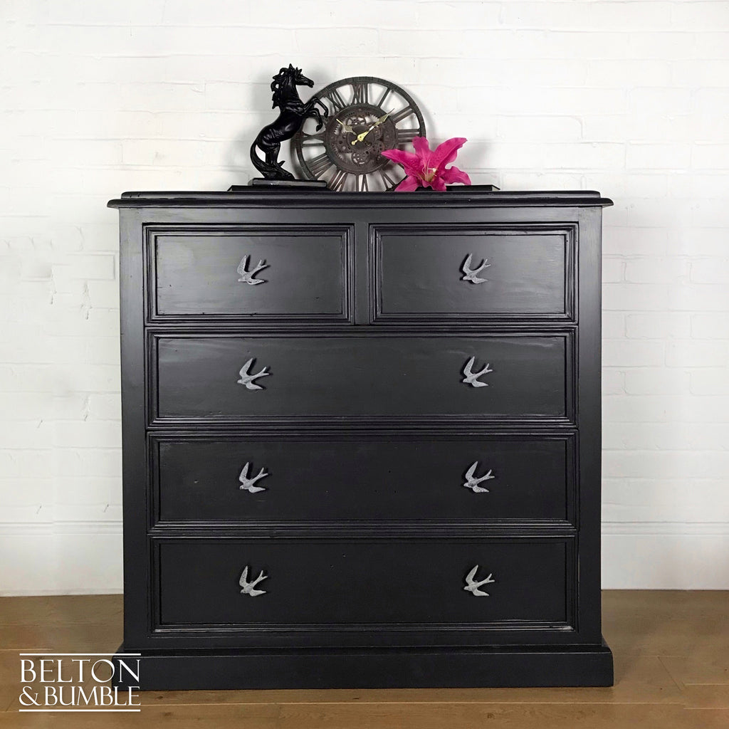 Large Dark Grey Wooden Chest of Drawers-Belton & Bumble