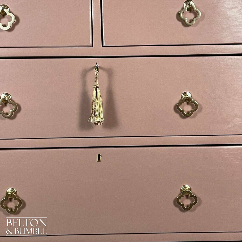 Large Five Drawer Vintage Chest of Drawers in Dusky Pink-Belton & Bumble