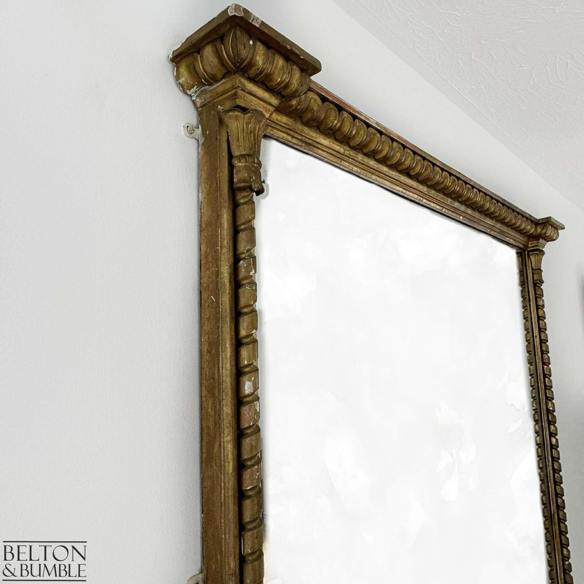Large Antique Giltwood Wall Mirror – angled view showing proportions and stance