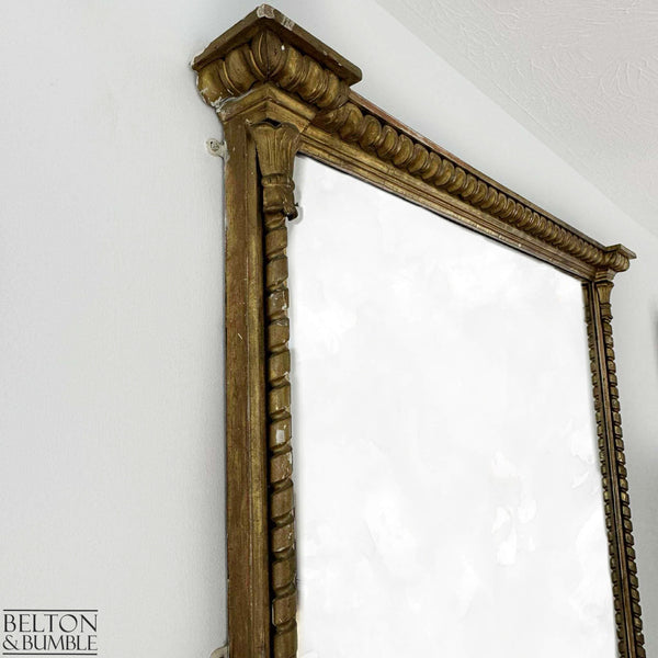Large Antique Giltwood Wall Mirror – angled view showing proportions and stance
