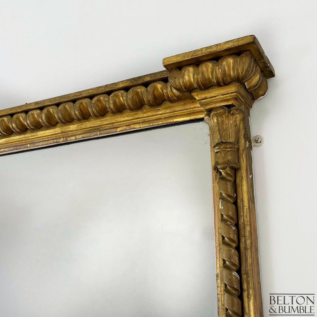 Large Antique Giltwood Wall Mirror – Close-up of wood finish and texture