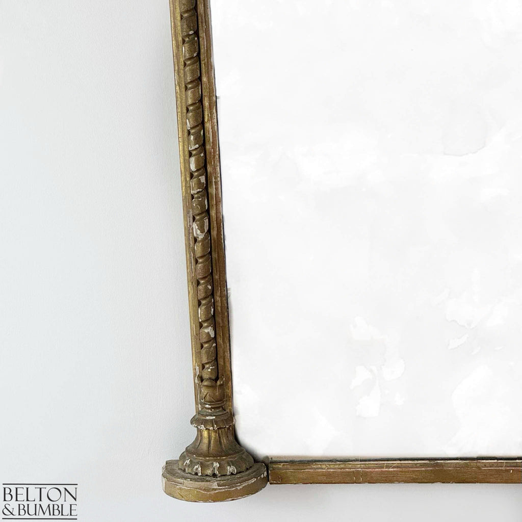 Large Antique Giltwood Wall Mirror – Antique mirror showing vintage patina