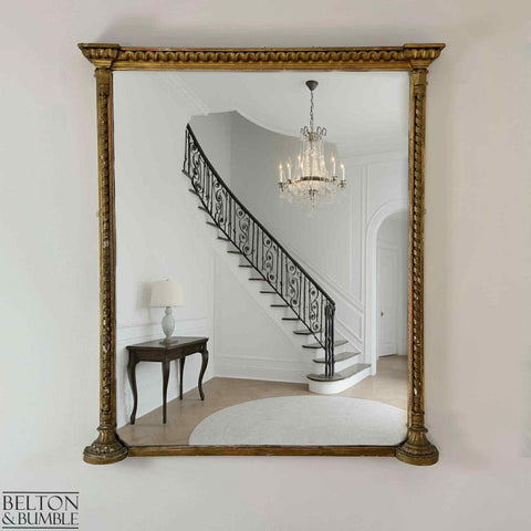 Large Antique Giltwood Wall Mirror – front view showing overall layout