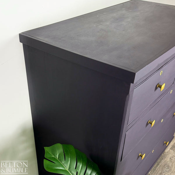 Large Five Drawer Vintage Chest of Drawers in Dark Purple-Belton & Butler