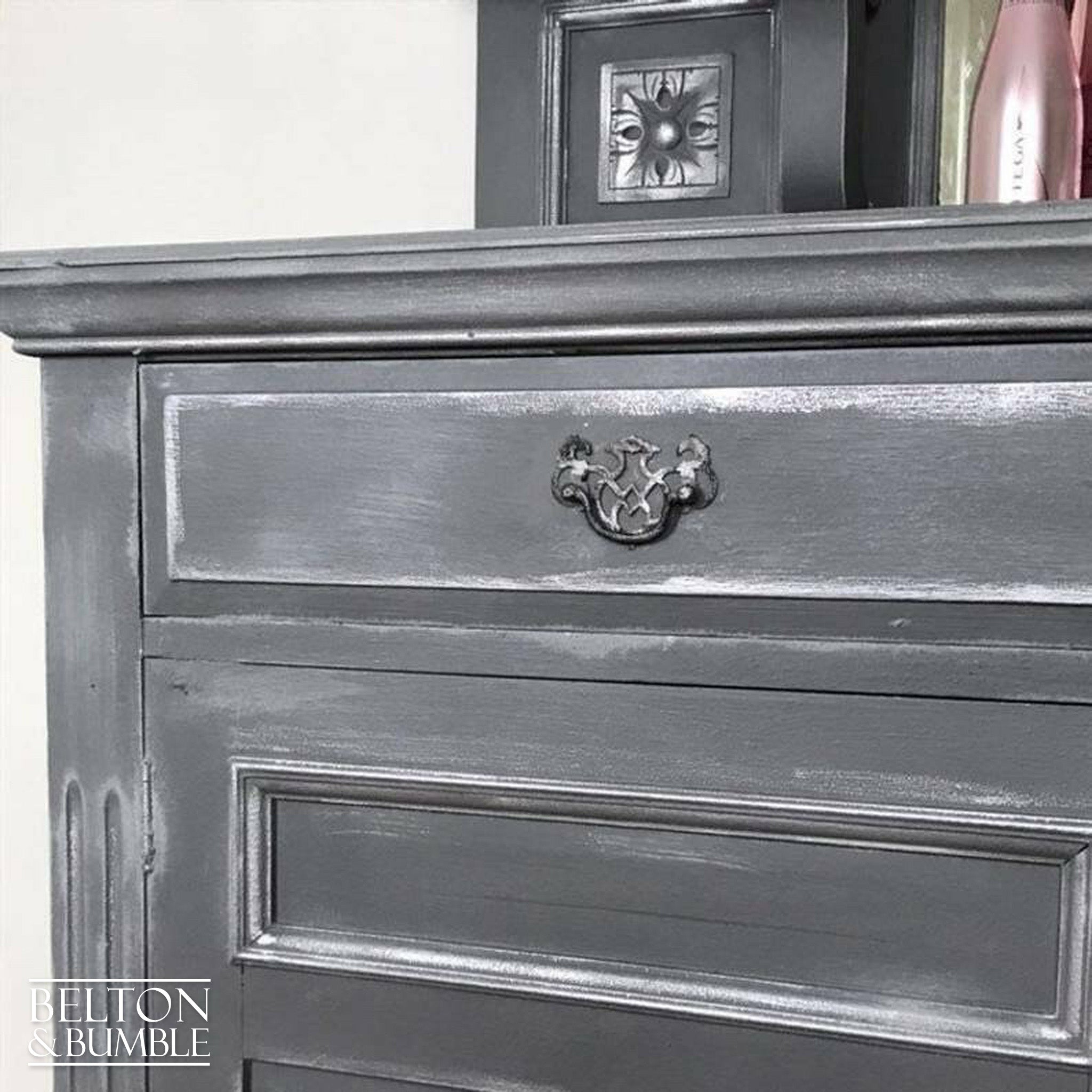 Light Grey Chiffonier Drinks Cabinet with Mirrors-Belton & Bumble