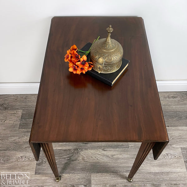 Mahogany Pembroke Drop Leaf Table – Restored vintage piece with mahogany accents and polished top, turned legs