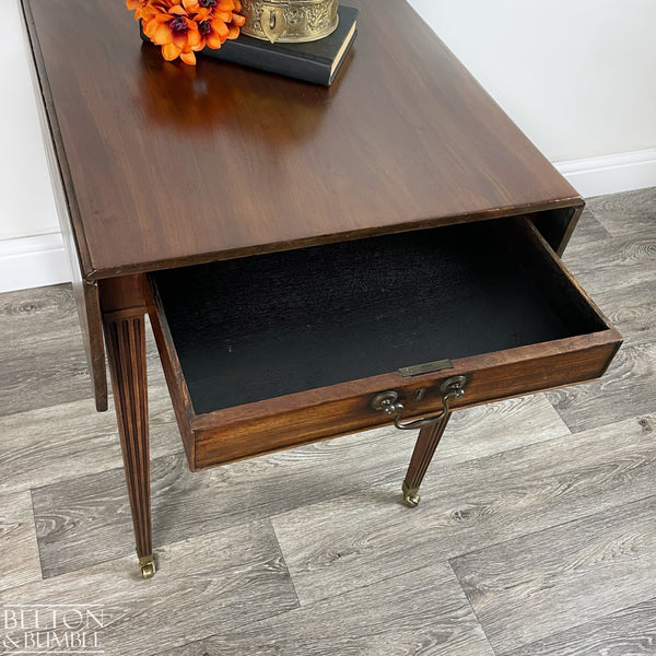 Mahogany Pembroke Drop Leaf Table – Interior detail view with usable storage