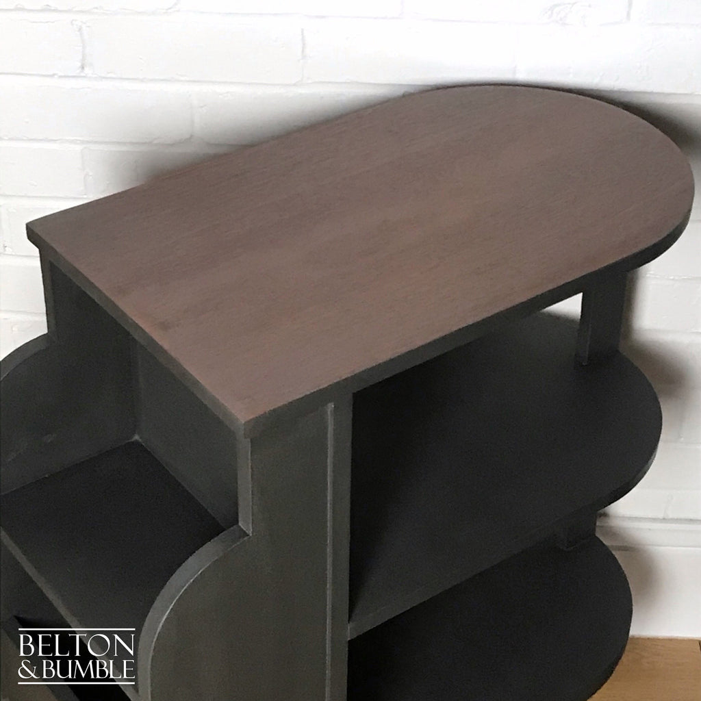 Dark Grey Mid Century Side Table with Shelving-Belton & Bumble