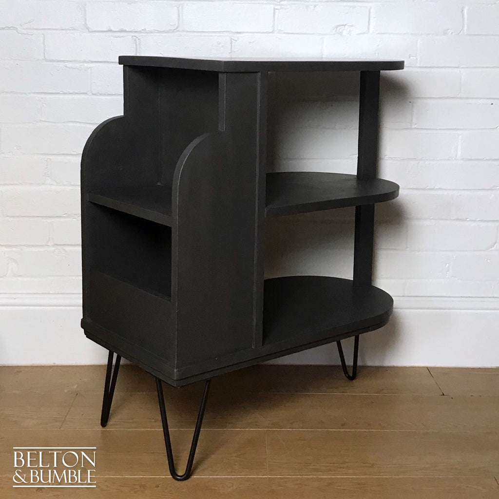 Dark Grey Mid Century Side Table with Shelving-Belton & Bumble