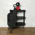 Dark Grey Mid Century Side Table with Shelving-Belton & Bumble