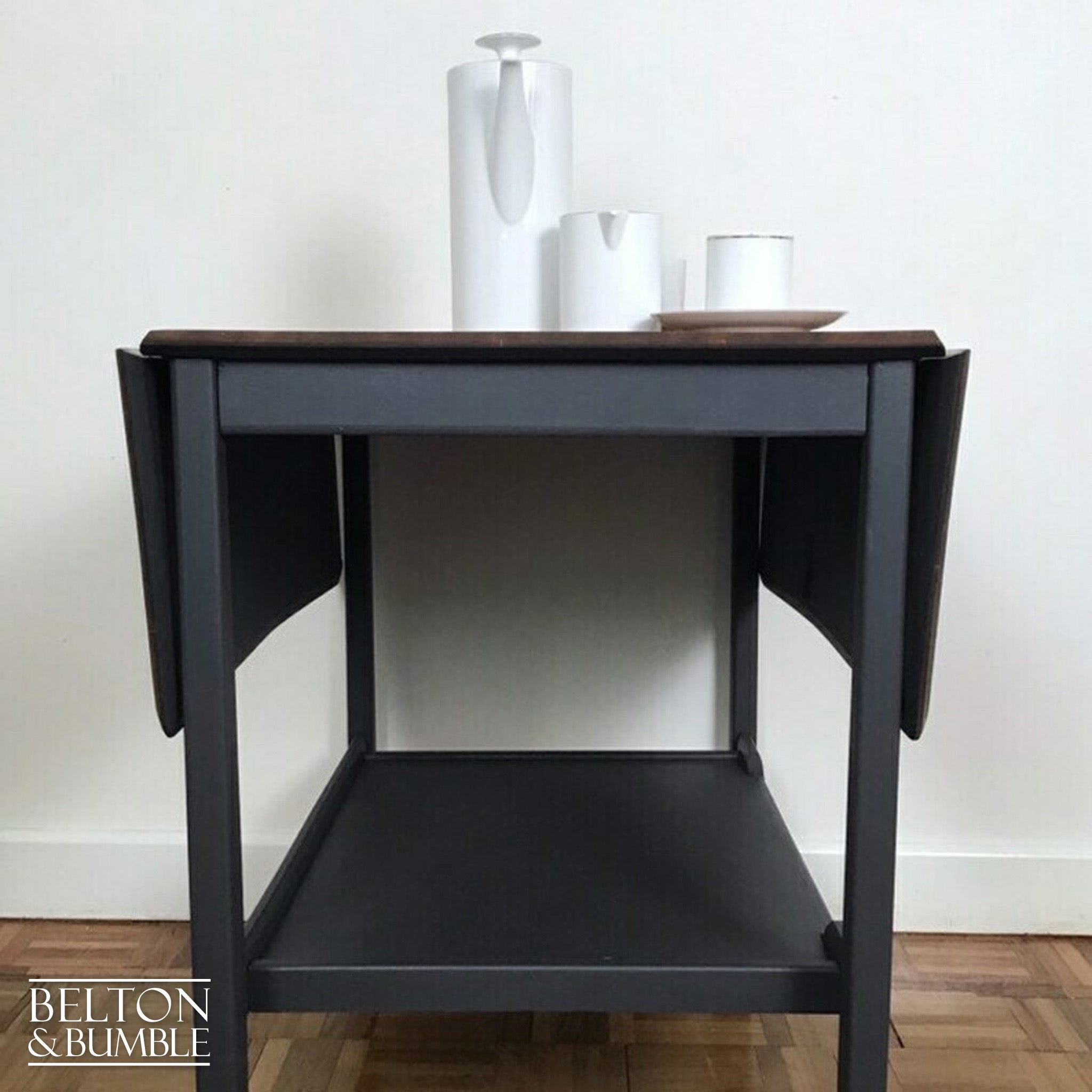 Mid Century Teak Drop Leaf Trolley Table-Belton & Bumble