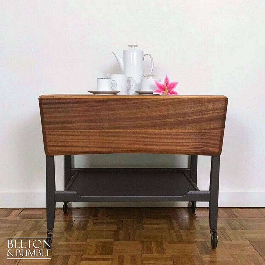 Mid Century Teak Drop Leaf Trolley Table-Belton & Bumble