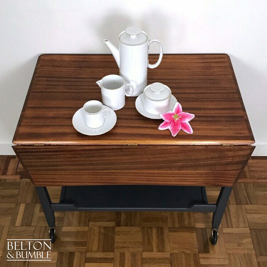Mid Century Teak Drop Leaf Trolley Table-Belton & Bumble
