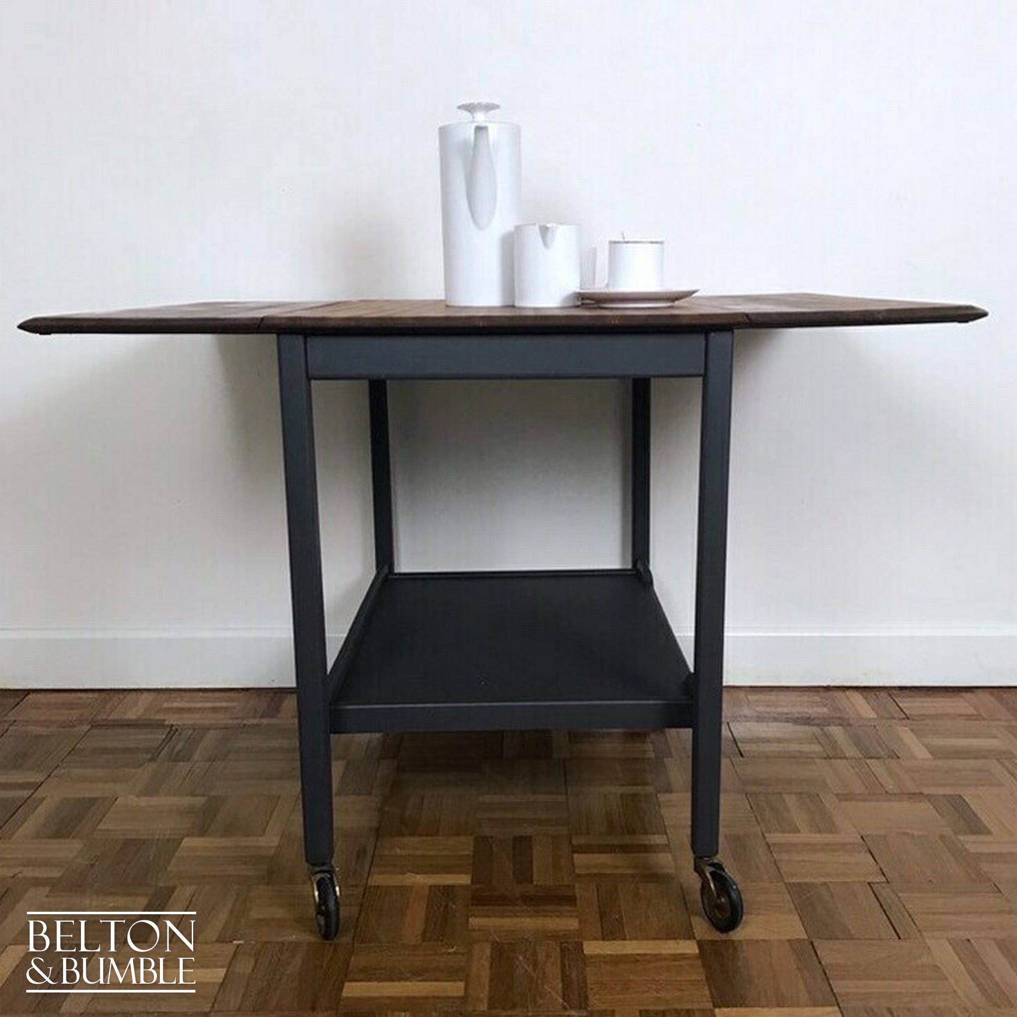 Mid Century Teak Drop Leaf Trolley Table-Belton & Bumble