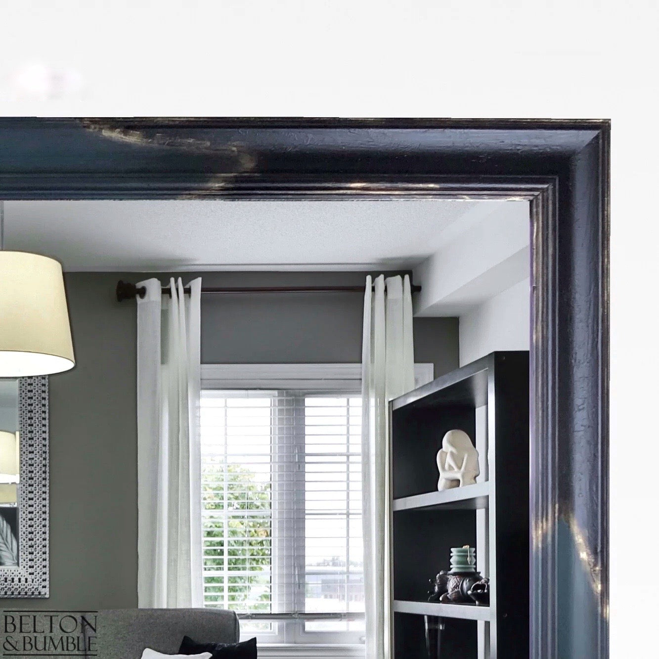 Large Rectangular Wall Hanging Mirror in Black, Teal and Gold-Belton & Bumble