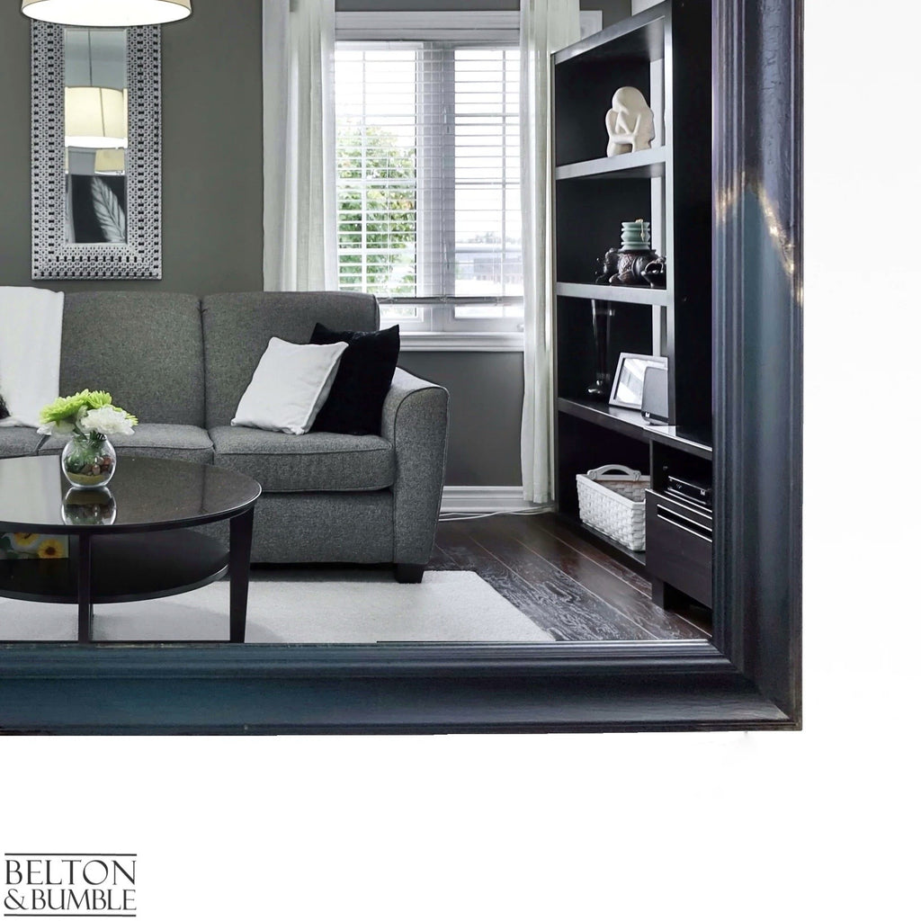 Large Rectangular Wall Hanging Mirror in Black, Teal and Gold-Belton & Bumble